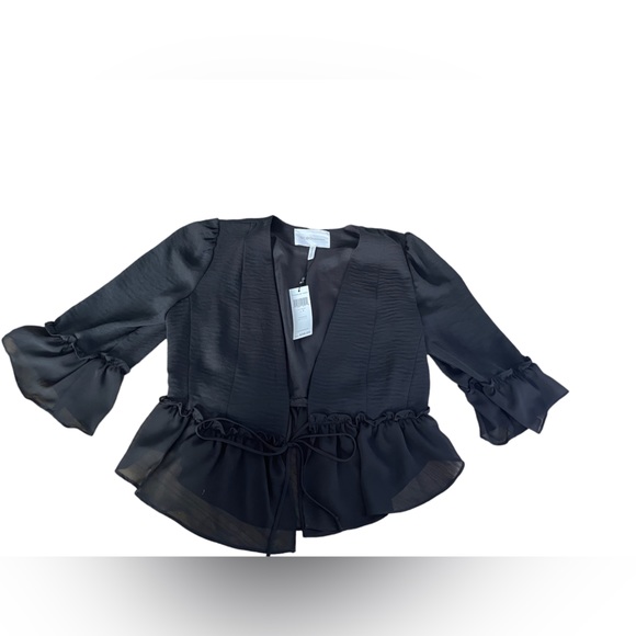 New With Tags! BCBG chiffon trim jacket/blazer - Size S Black - Picture 4 of 5
